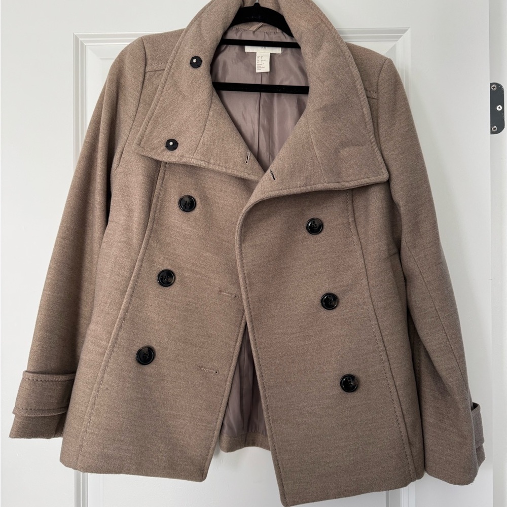 H&M Classic Double-Breasted Brown Peacoat